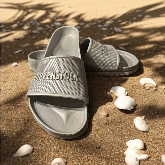 Birkenstock Barbados Unisex Silver Slides. Size EU 41, 265 Men’s 8 Women’s 10. - Picture 5 of 12